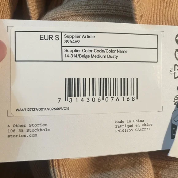 & Other Stories dress-ribbed sweater with rhinestone buttons, fits a S or XS NWT - Picture 8 of 12